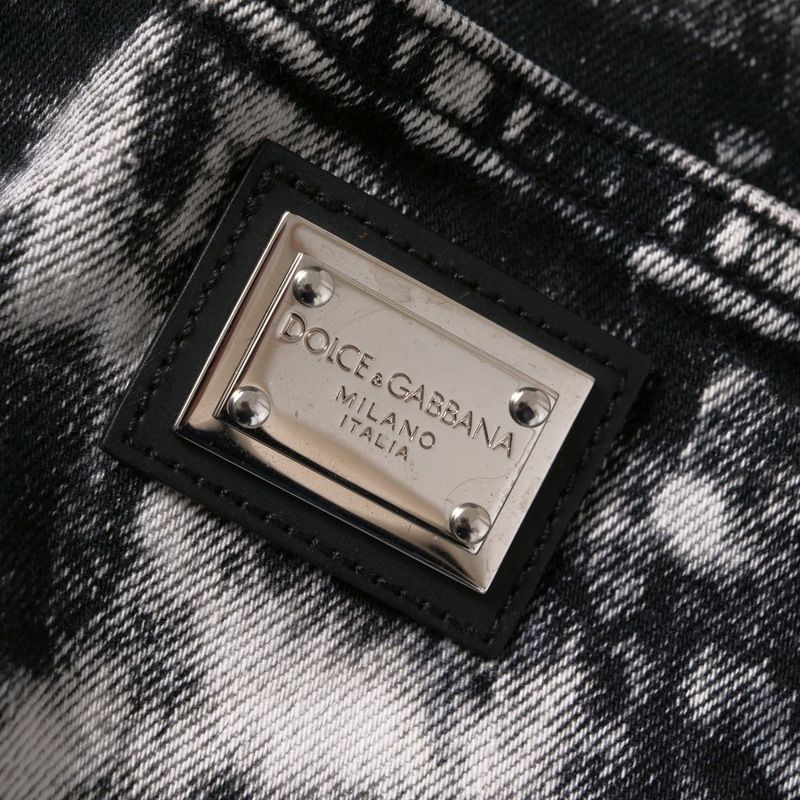 Dolce & Gabbana Denim Pants 36 Boyfriend Acid Wash Black X White