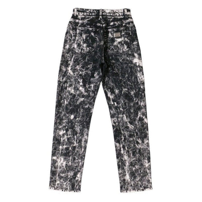 Dolce & Gabbana Denim Pants 36 Boyfriend Acid Wash Black X White