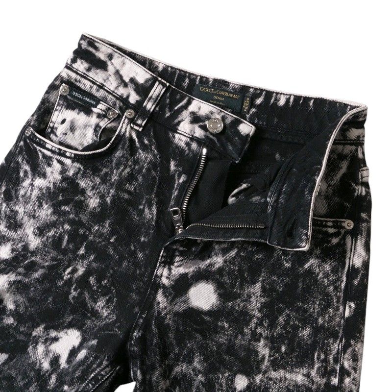 Dolce & Gabbana Denim Pants 36 Boyfriend Acid Wash Black X White