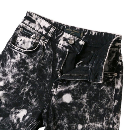 Dolce & Gabbana Denim Pants 36 Boyfriend Acid Wash Black X White