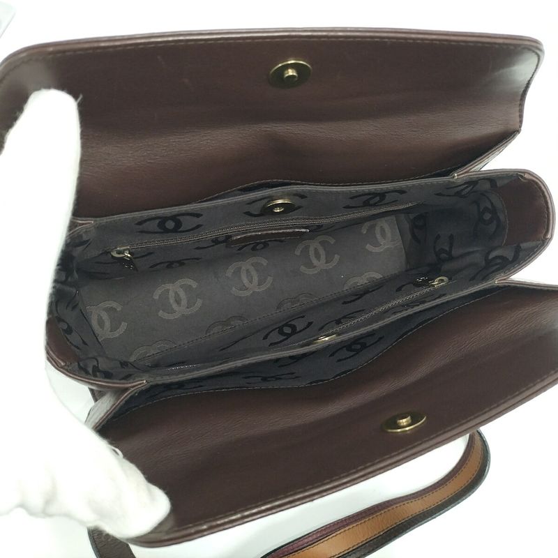 Chanel Shoulder Tote Bag Leather Brown