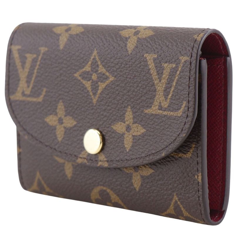 Louis Vuitton Portomone Rosali M41939 Monogram Canvas Fuchsia Brown Women's