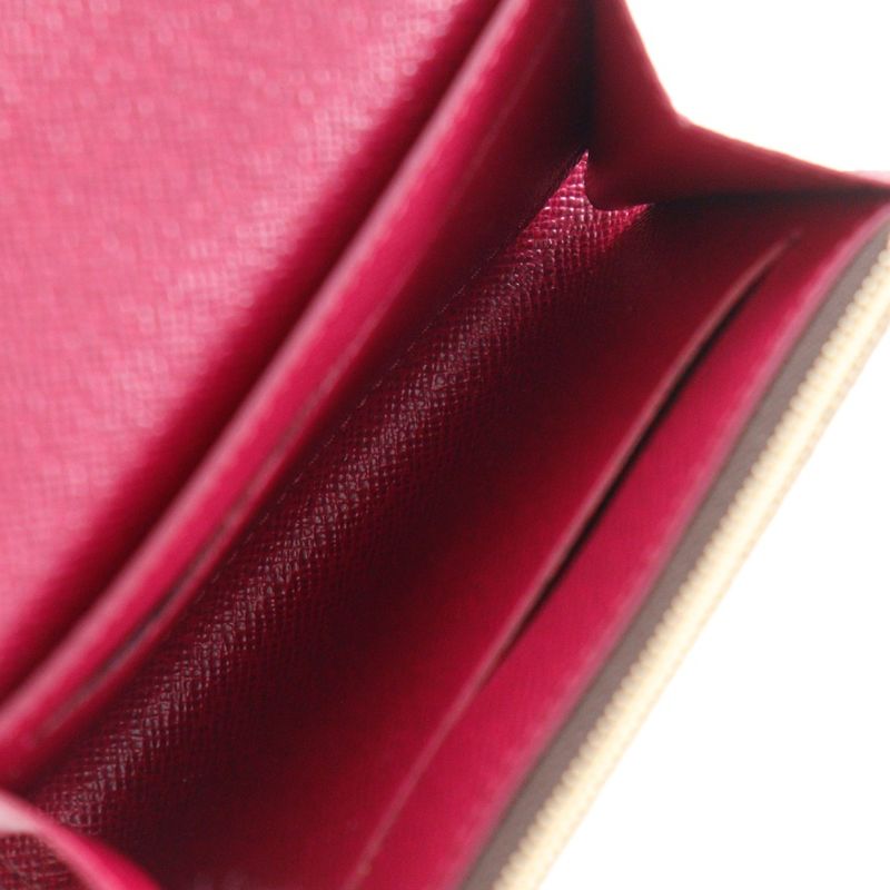 Louis Vuitton Portomone Rosali M41939 Monogram Canvas Fuchsia Brown Women's