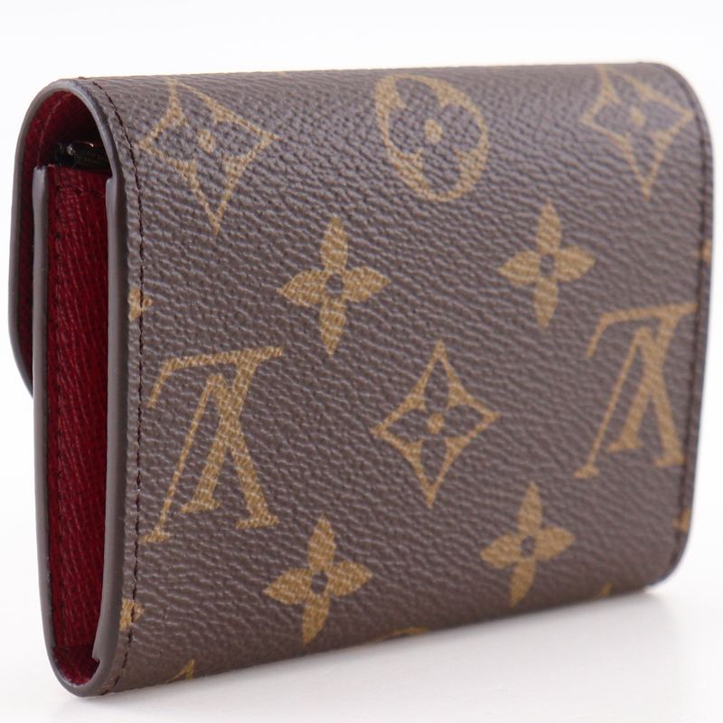 Louis Vuitton Portomone Rosali M41939 Monogram Canvas Fuchsia Brown Women's