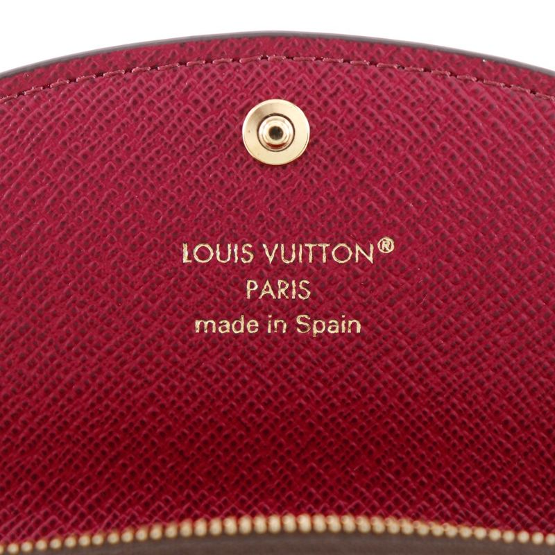 Louis Vuitton Portomone Rosali M41939 Monogram Canvas Fuchsia Brown Women's