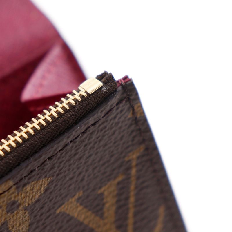 Louis Vuitton Portomone Rosali M41939 Monogram Canvas Fuchsia Brown Women's