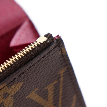 Louis Vuitton Portomone Rosali M41939 Monogram Canvas Fuchsia Brown Women's