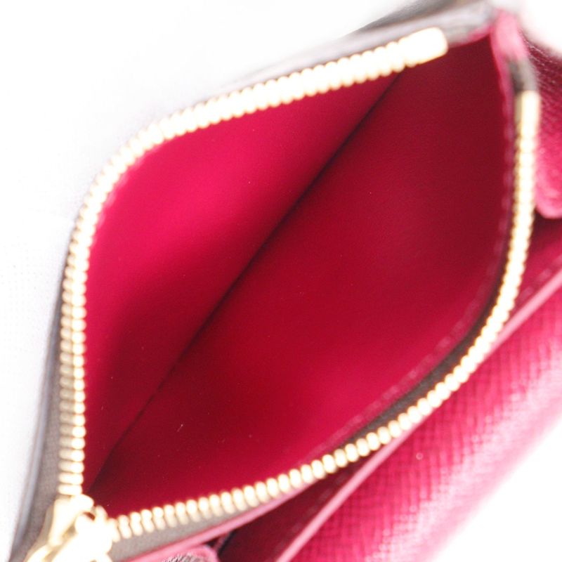 Louis Vuitton Portomone Rosali M41939 Monogram Canvas Fuchsia Brown Women's