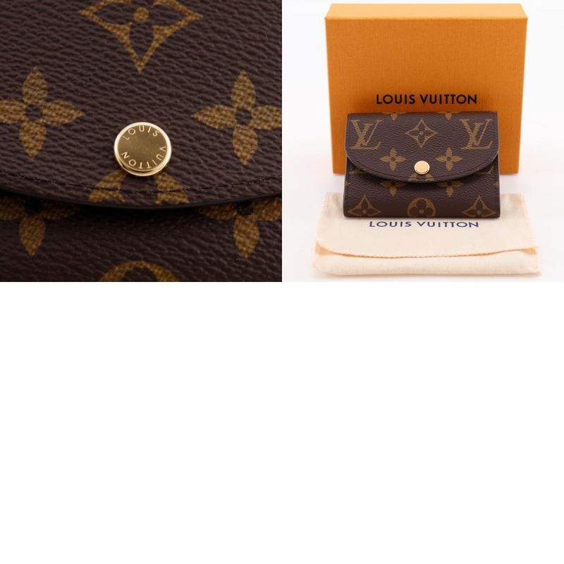 Louis Vuitton Portomone Rosali M41939 Monogram Canvas Fuchsia Brown Women's