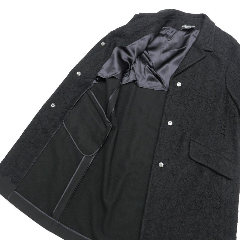 Dolce & Gabbana Coat 40 3/4 Sleeve Long Lace Black