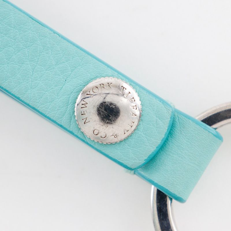 [tiffany & Co] Tiffany & Co Key Ring Metal X Leather Tiffany & Co Blue Unisex