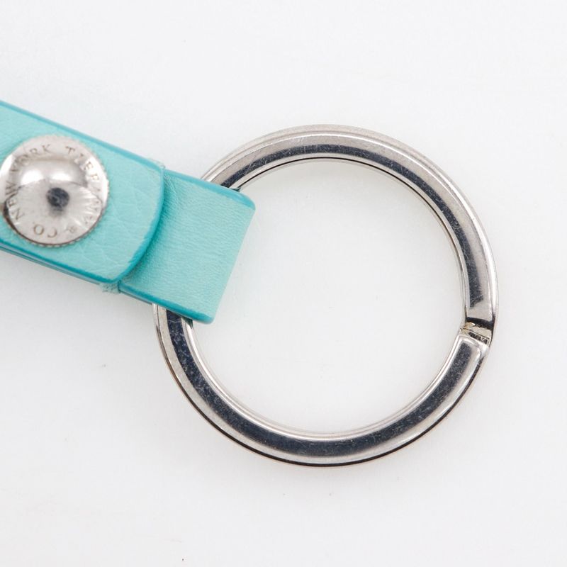 [tiffany & Co] Tiffany & Co Key Ring Metal X Leather Tiffany & Co Blue Unisex
