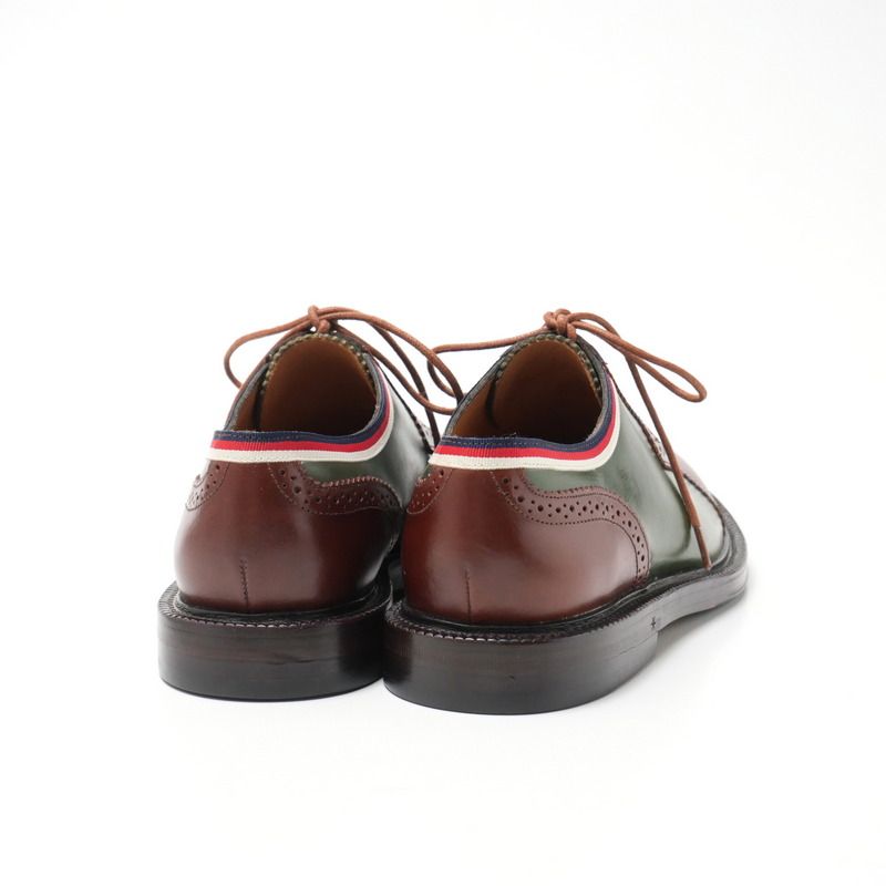 Gucci 5 Leather Shoes Dress Lace Up Green Brown
