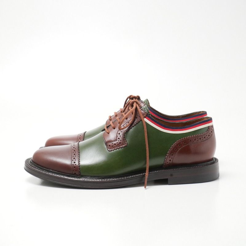 Gucci 5 Leather Shoes Dress Lace Up Green Brown