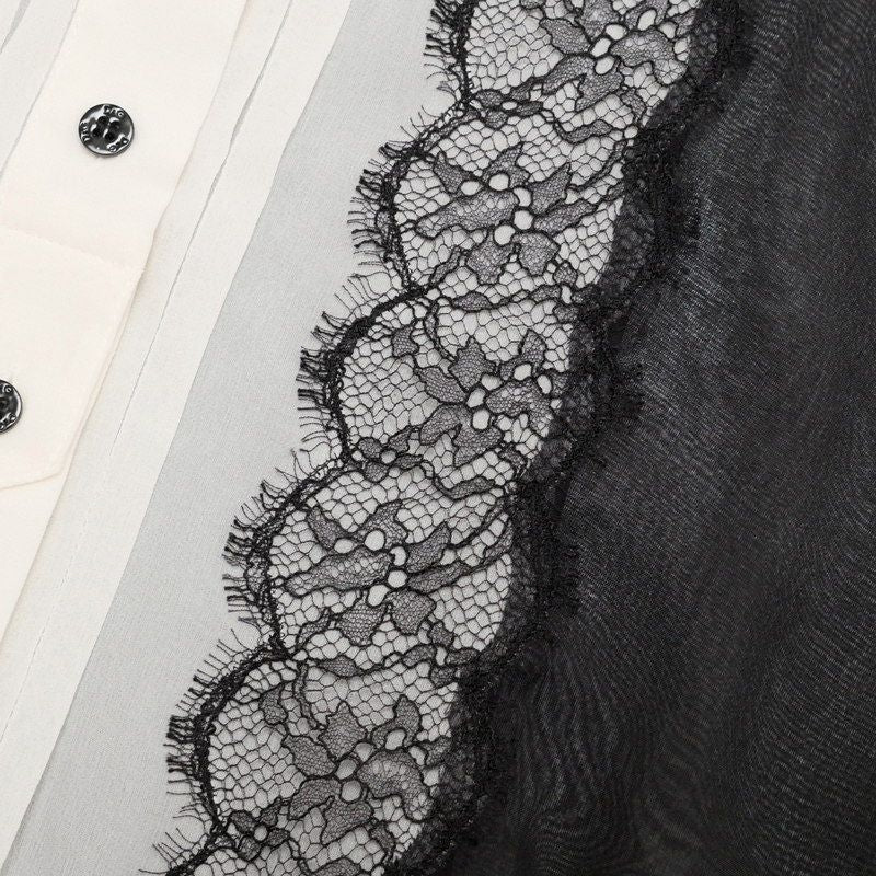 Dolce & Gabbana Blouse 44 Silk Chiffon Lace Black