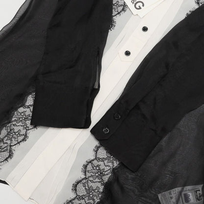 Dolce & Gabbana Blouse 44 Silk Chiffon Lace Black