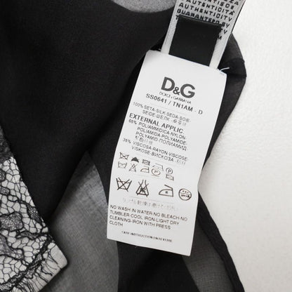 Dolce & Gabbana Blouse 44 Silk Chiffon Lace Black