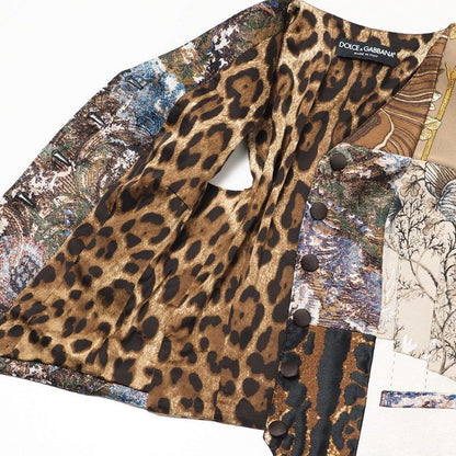 Dolce & Gabbana Vest 38 Jacquard Patchwork Leopard Gilet
