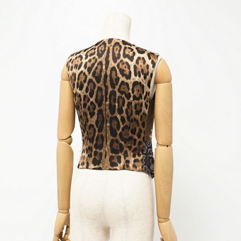 Dolce & Gabbana Vest 38 Jacquard Patchwork Leopard Gilet