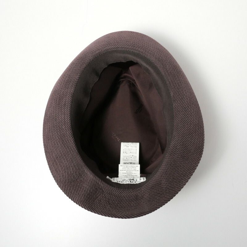 Hermes Hat 59 Folded Hat Corduroy Leather Purple Purple Brown