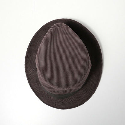Hermes Hat 59 Folded Hat Corduroy Leather Purple Purple Brown