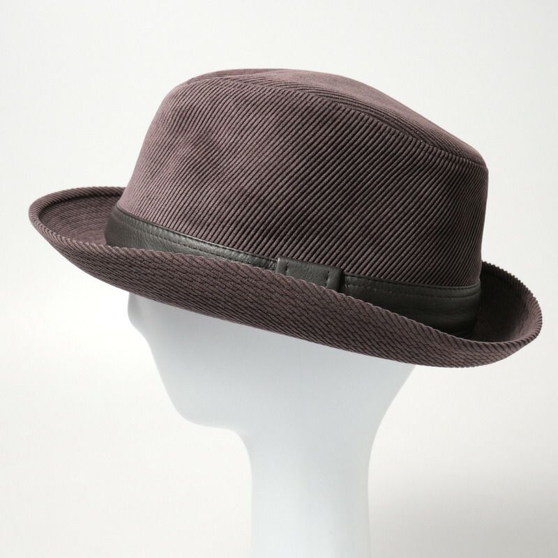 Hermes Hat 59 Folded Hat Corduroy Leather Purple Purple Brown