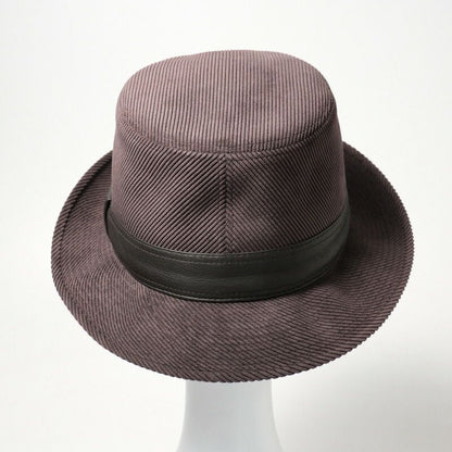 Hermes Hat 59 Folded Hat Corduroy Leather Purple Purple Brown