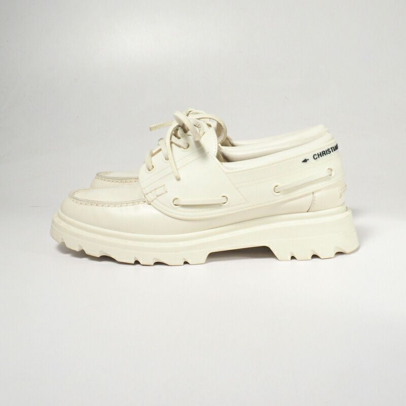 Dior Walker Deck Shoes 35 Leather Ivory