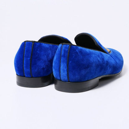 Louis Vuitton Slip on Blue Velour Auteuil Loafers Opera Shoes 7