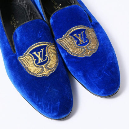Louis Vuitton Slip on Blue Velour Auteuil Loafers Opera Shoes 7