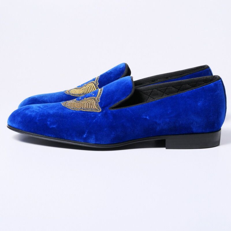 Louis Vuitton Slip on Blue Velour Auteuil Loafers Opera Shoes 7