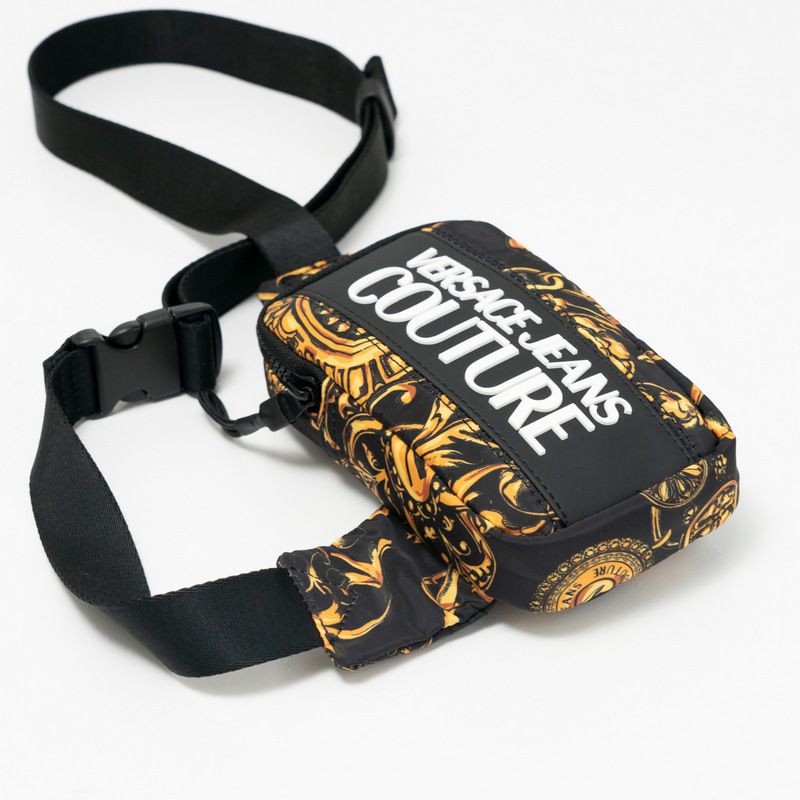 Versace Jeans Range Logo Type Sketch 11 Belt Bag Couture Black Yellow