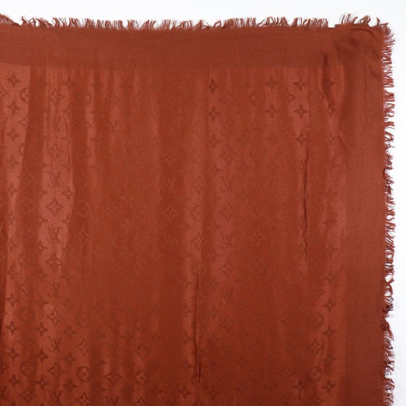 Louis Vuitton Monogram Silk X Wool Brown Women's Shawl