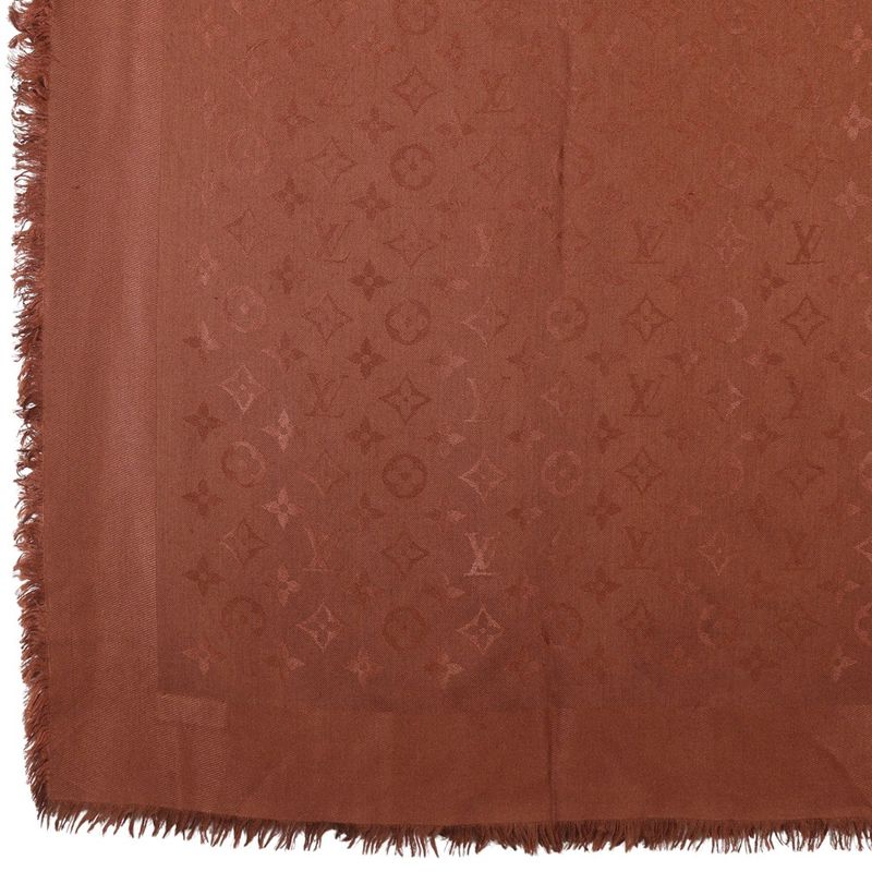 Louis Vuitton Monogram Silk X Wool Brown Women's Shawl