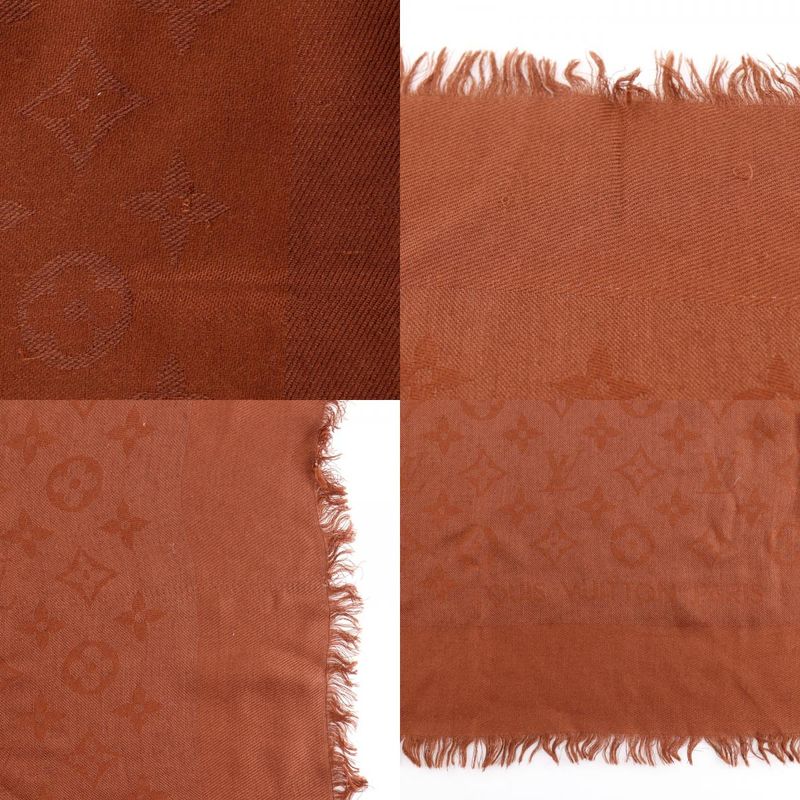 Louis Vuitton Monogram Silk X Wool Brown Women's Shawl