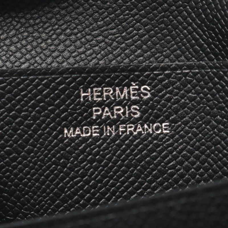 Hermes Bifold Wallet Bearn Compact Black Leather Calf (cowhide) Bearn Compact