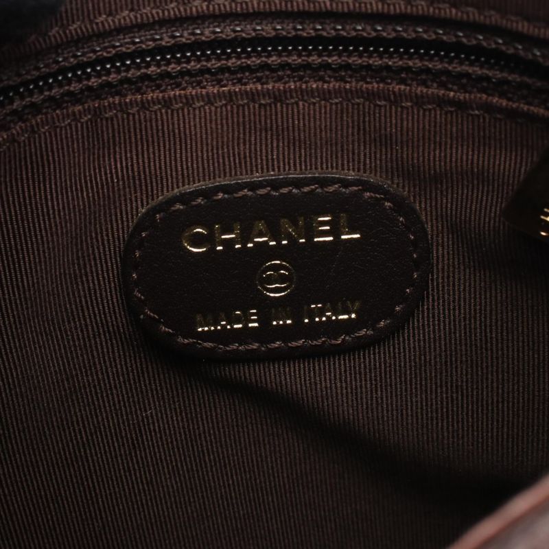 Chanel Shoulder Bag Bronze Leather Chanel Logo Sacoche Women's Used B