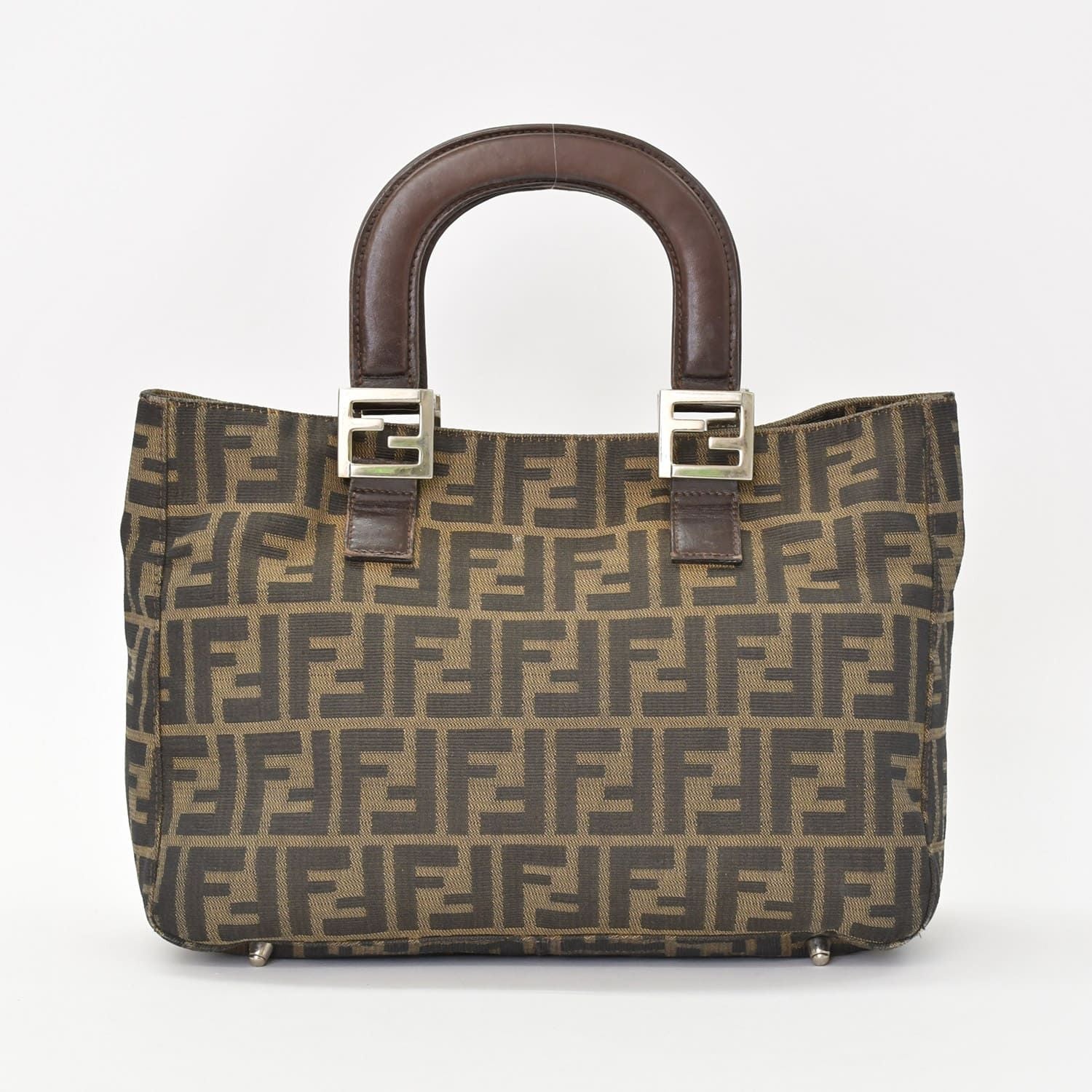 Fendi Tote Bag Zucca Pattern Canvas Brown Silver — view 3