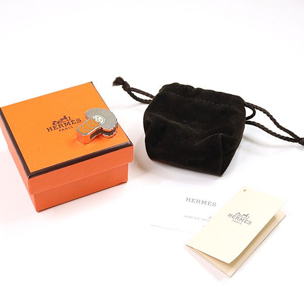 Hermes Scarf Ring Epaulette Metal Twilly Gaviroche Epaulettes Silver Orange