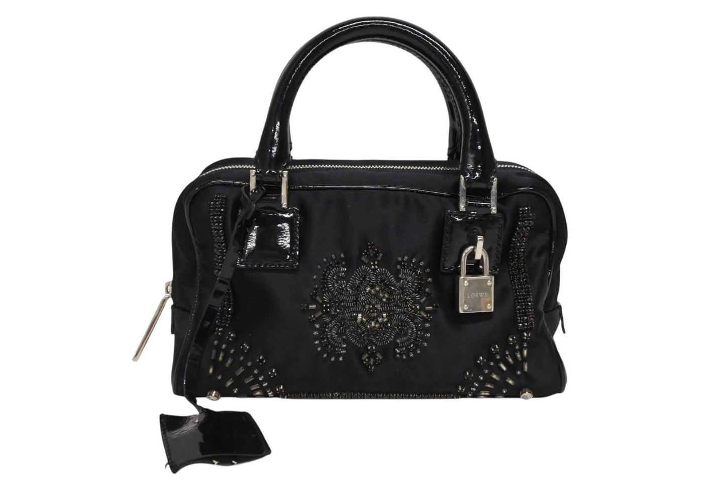 Loewe Mini Amazona Mini Andbag Satin Beads Crystal Black Silver