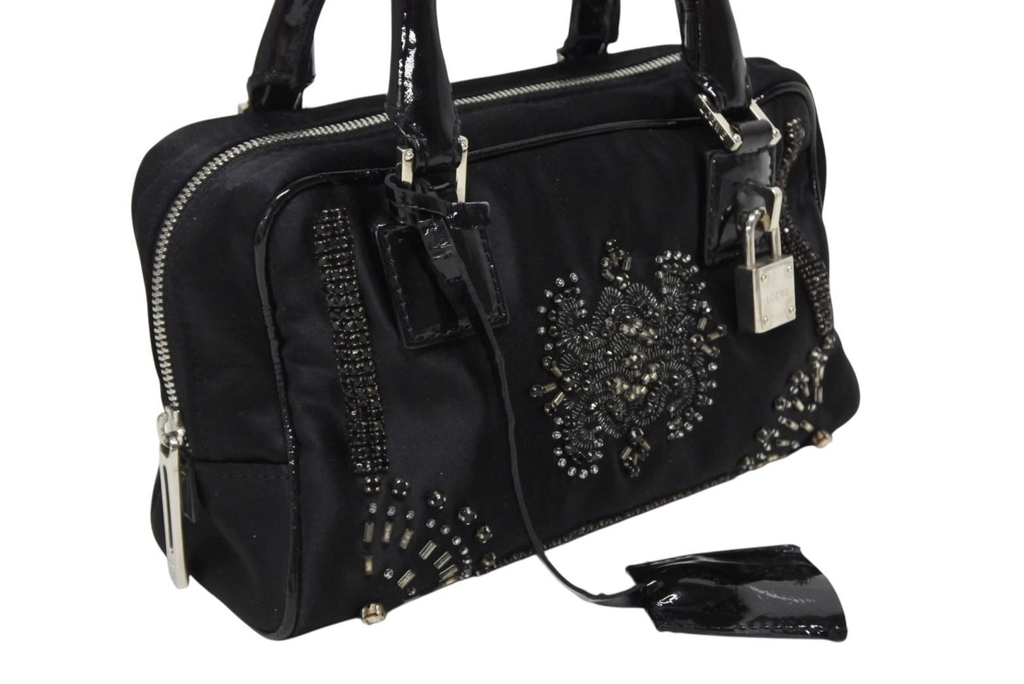 Loewe Mini Amazona Mini Andbag Satin Beads Crystal Black Silver — view 4