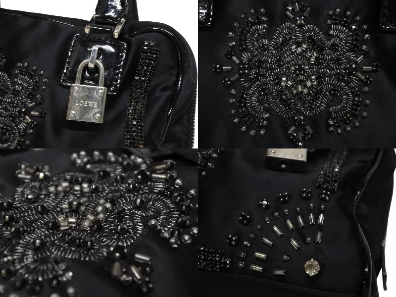Loewe Mini Amazona Mini Andbag Satin Beads Crystal Black Silver — view 5