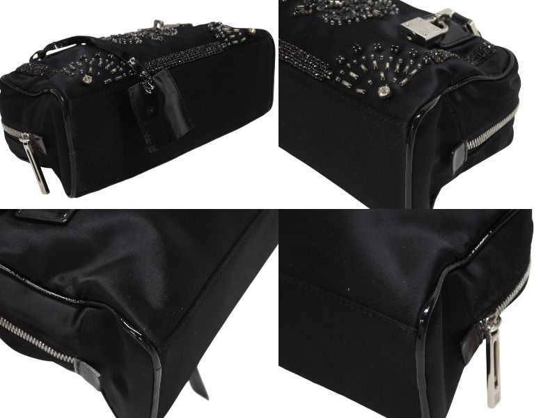 Loewe Mini Amazona Mini Andbag Satin Beads Crystal Black Silver — view 6