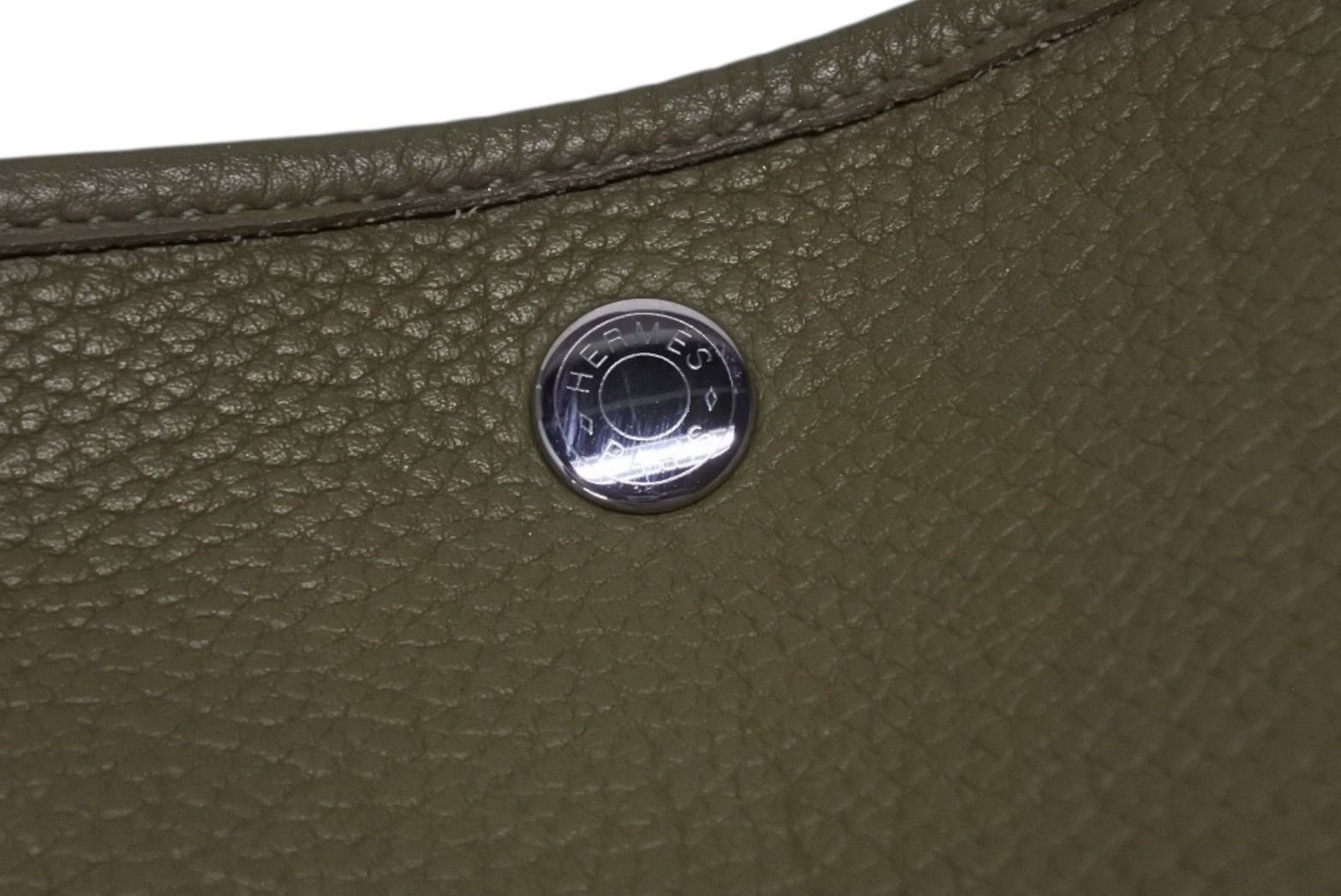Hermes Garden Party PM Tote Bag Negonda Canvas Olive Green Silver — view 5