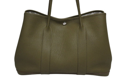 Hermes Garden Party PM Tote Bag Negonda Canvas Olive Green Silver — view 2