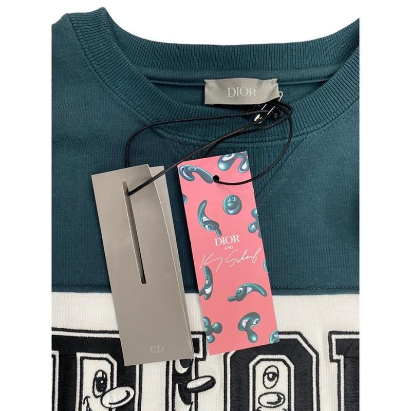 Em830 DIOR 193j646a0554 Kenny Scharf Logo Embroidery Oversize T-shirt Green X