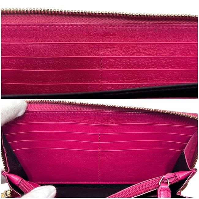 Yves Saint Laurent Round Zipper Long Wallet Pink