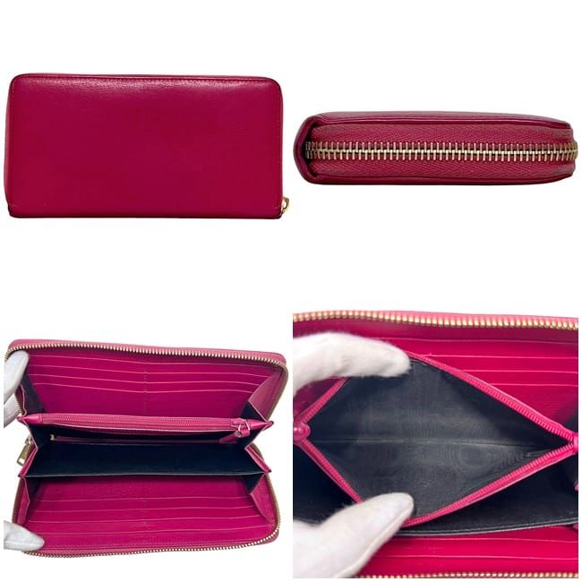 Yves Saint Laurent Round Zipper Long Wallet Pink
