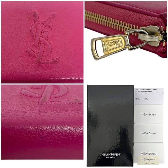 Yves Saint Laurent Round Zipper Long Wallet Pink