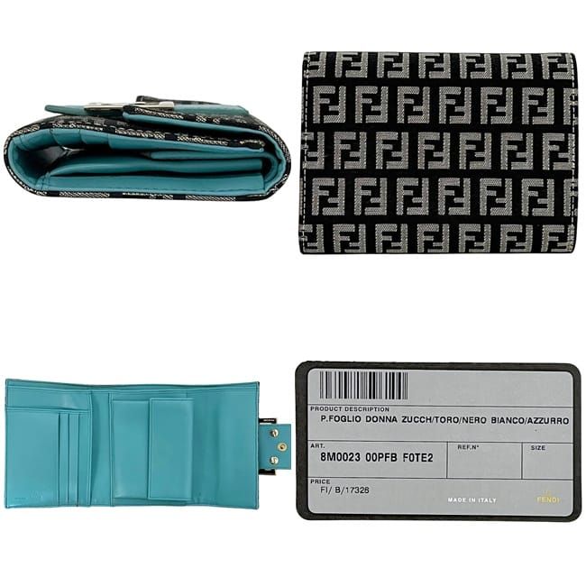 Fendi Trifold Wallet Blue Black Zucchino 8 M0023